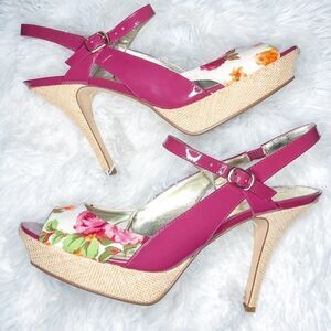 Marc Fisher Doritta Floral Slingback Peep Toe Heel